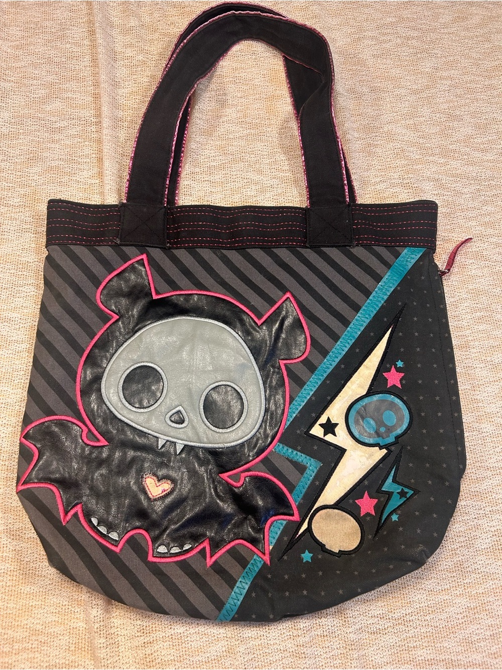 RARE VINTAGE DEADSTOCK Black Loungefly Skelanimals Tote Bag